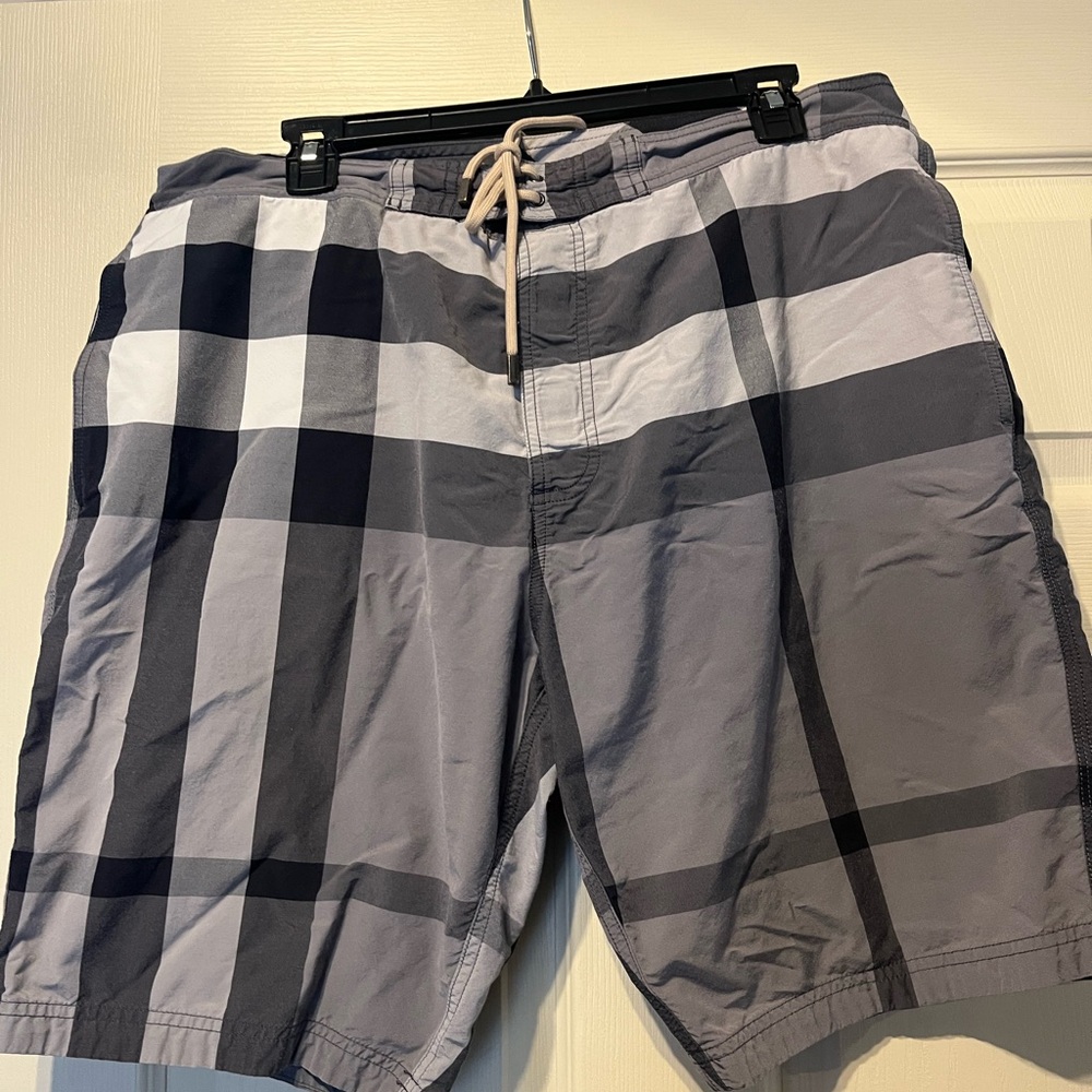 Men's Gray Plaid Swim Shorts
